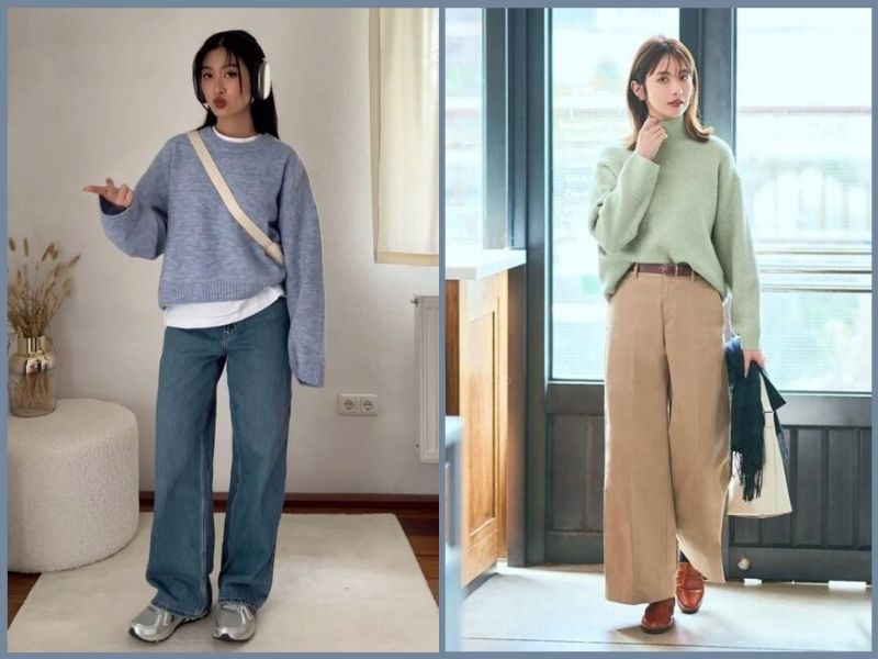 cách phối quần ống suông cho người lùn
