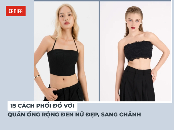 cách phối đồ với quần ống rộng đen