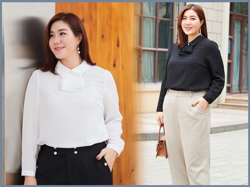 phối đồ với quần ống rộng cho người mập