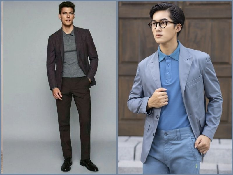 quần tây áo polo nam áo polo phối quần tây