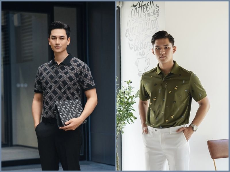 quần tây áo polo nam áo polo phối quần tây