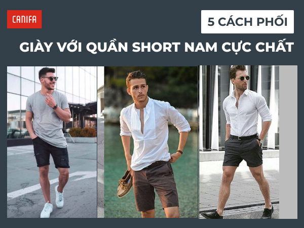 phối giày với quần short nam