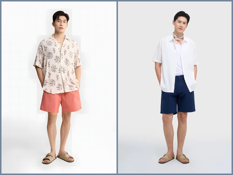 cách phối áo sơ mi với quần short nam