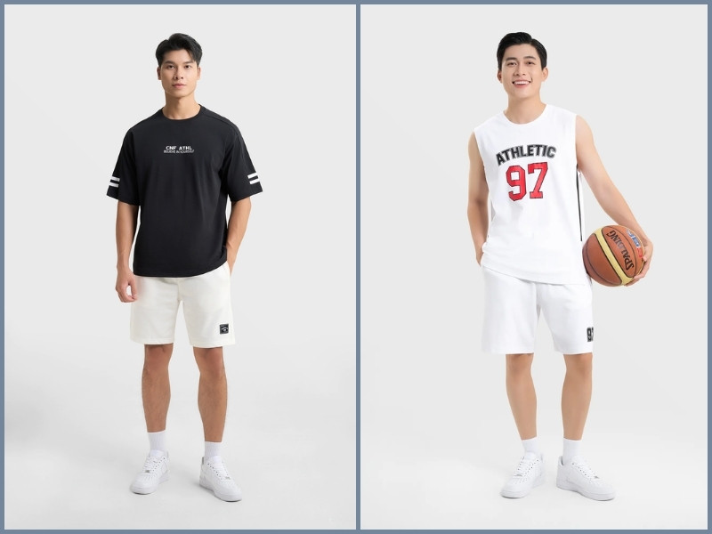 quần short trắng nam kết hợp với áo gì