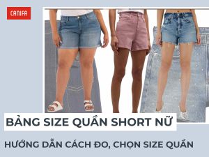 bảng size quần short nữ