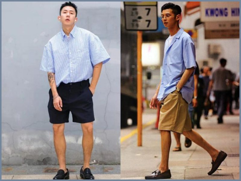 phối giày với quần short nam mặc quần short mang giày gì nam