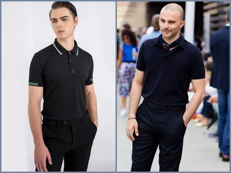 phối polo đen phối đồ với áo polo đen nam