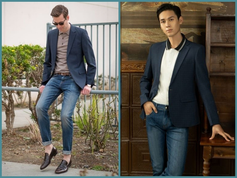Áo vest với quần jean