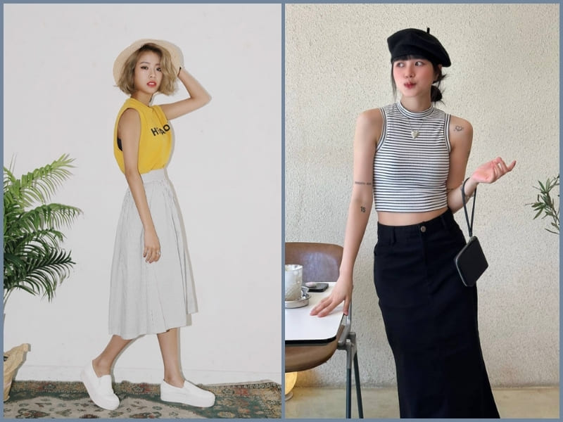 phối đồ với áo tanktop nữ