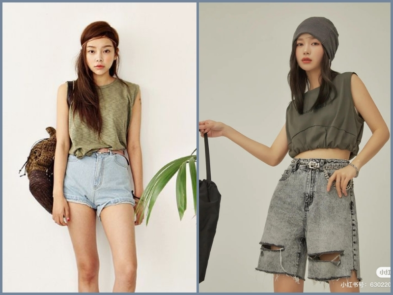 phối đồ với áo ba lỗ nữ