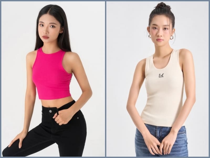 phối đồ với áo ba lỗ nữ
