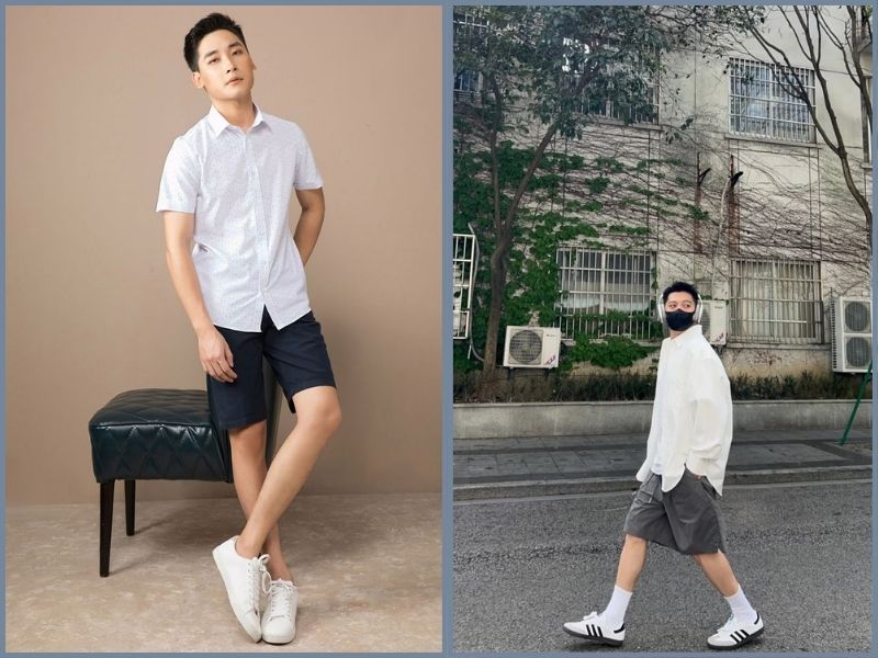 phối áo sơ mi với quần short nam
