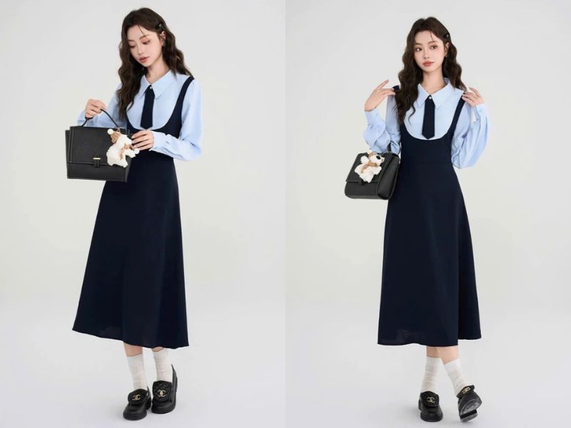 phối đồ với áo sơ mi xanh dương nữ phối đồ với áo sơ mi xanh dương nữ