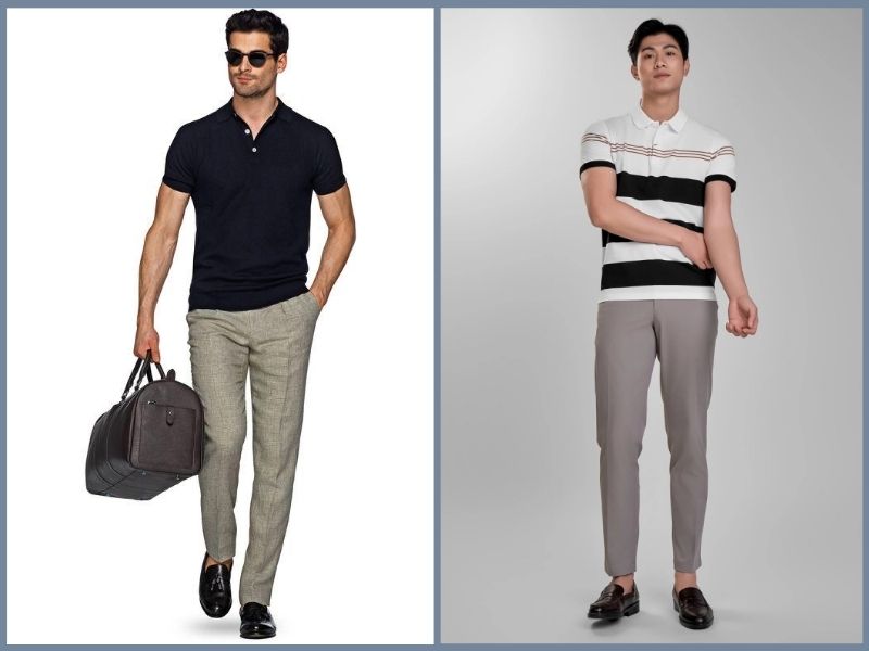 phối áo polo và quần tây