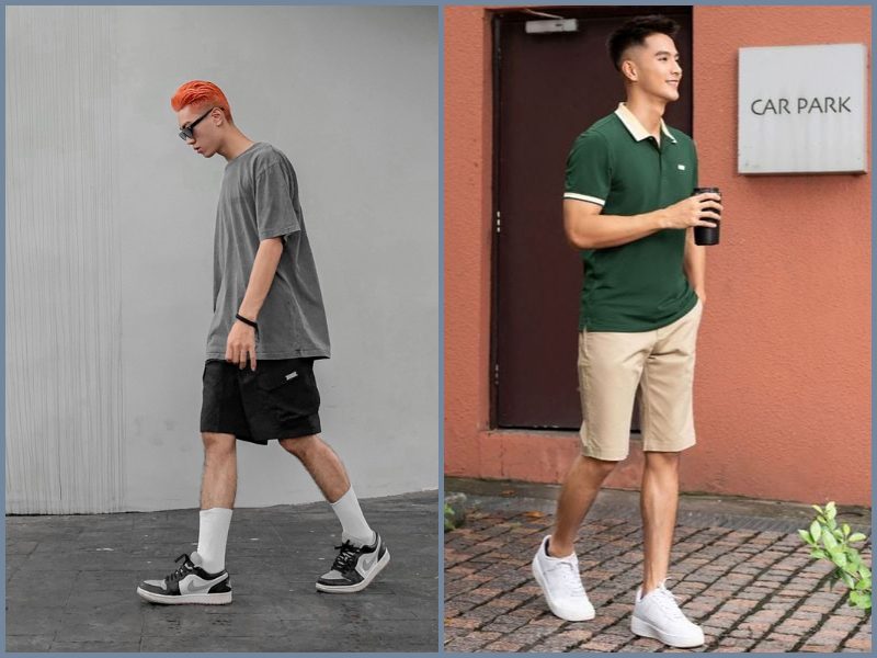 phối giày với quần short nam quần short mang giày gì nam