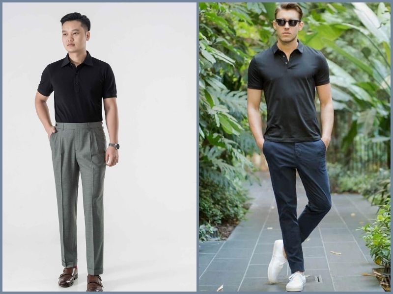 phối đồ với áo polo đen nam phối đồ với áo polo đen nam