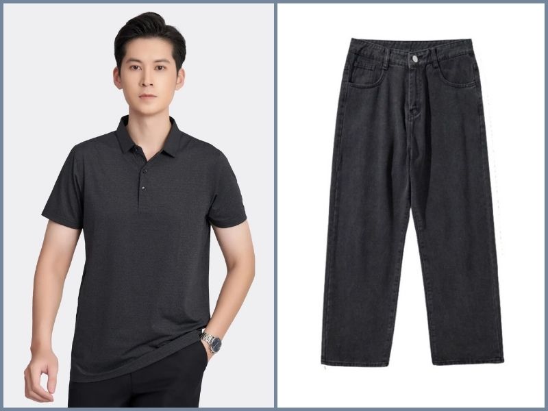 phối đồ với áo polo đen nam phối đồ với áo polo đen nam