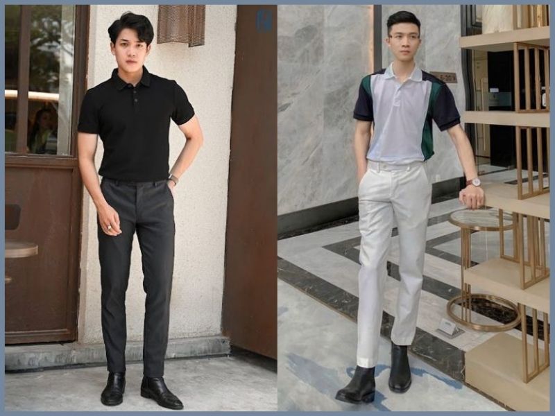 quần âu áo polo đi giày gì