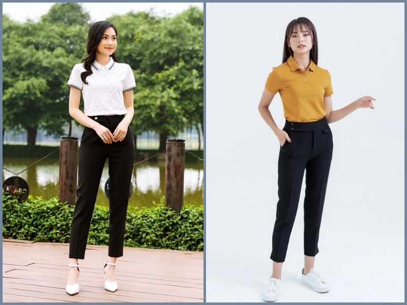 phối đồ với áo polo nữ cách phối đồ với áo thun nữ có cổ