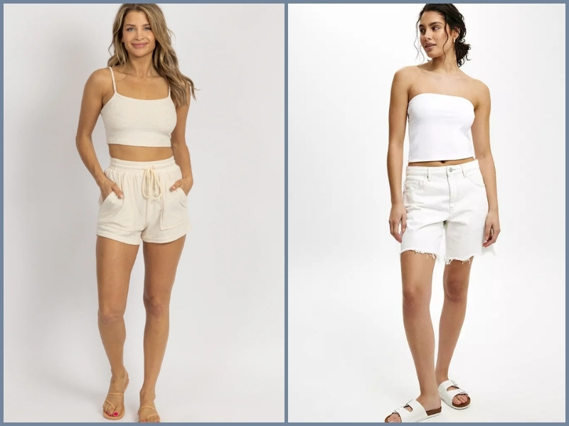 quần short trắng nữ mặc với áo gì quần short trắng nữ mặc với áo gì
