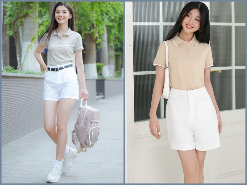 quần short trắng nữ mặc với áo gì quần short trắng nữ mặc với áo gì