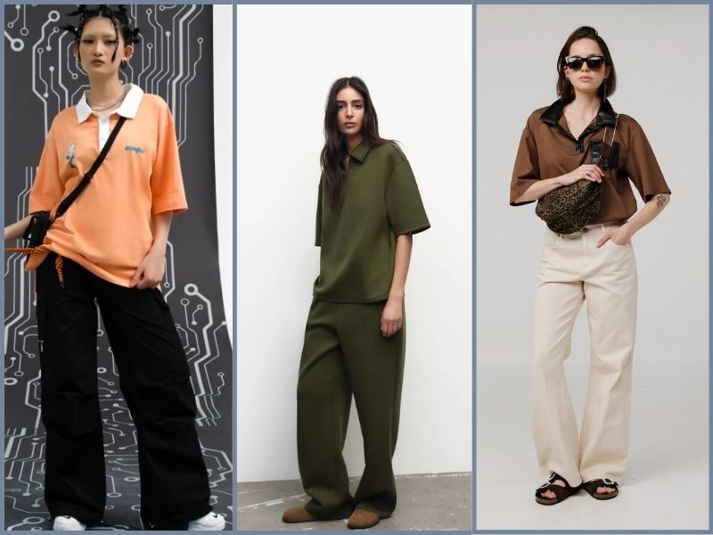 phối đồ với áo polo nữ form rộng phối đồ với áo polo nữ form rộng