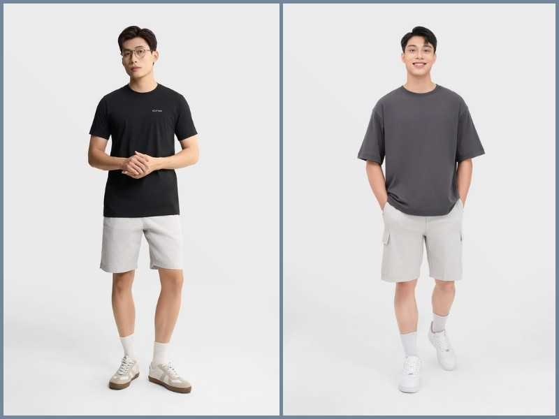 phối đồ với quần short trắng nam
