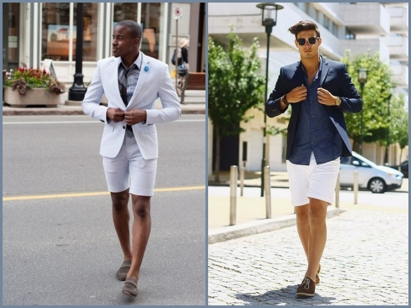 Phối quần short trắng nam với áo vest