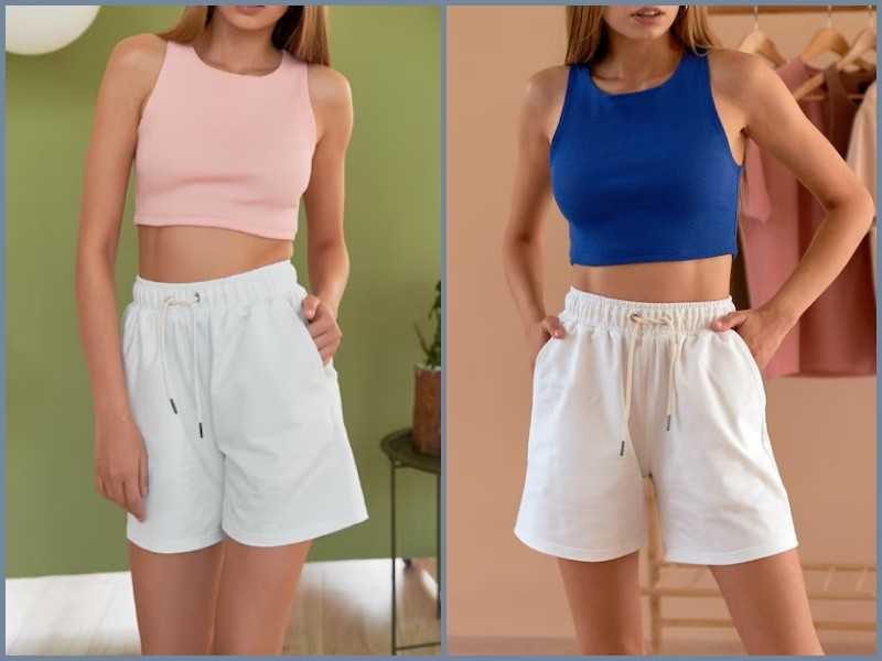 quần short trắng nữ mặc với áo gì quần short trắng nữ mặc với áo gì
