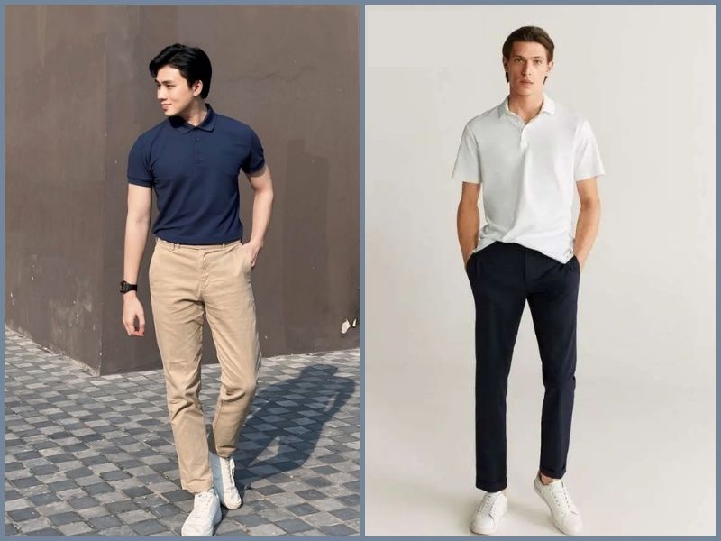 quần tây áo polo nam áo polo quần tây giày thể thao