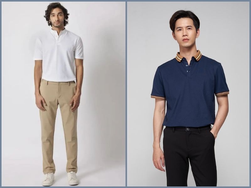 quần tây áo polo nam phối quần âu với áo polo