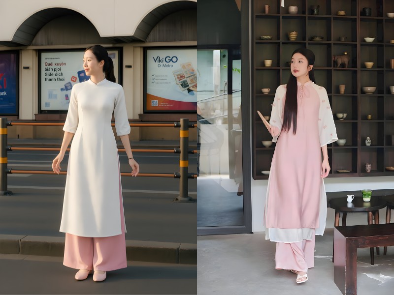áo dài trắng kết hợp với quần màu gì