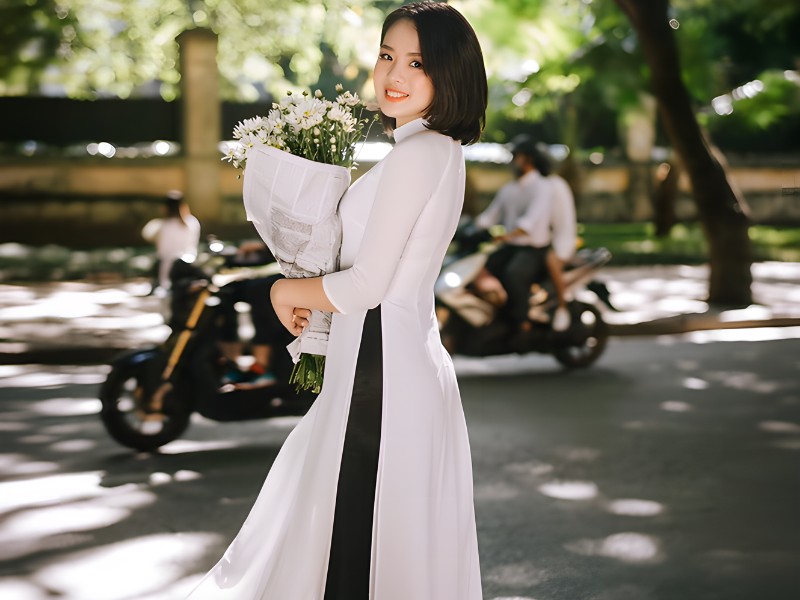 áo dài trắng phối quần màu gì đẹp