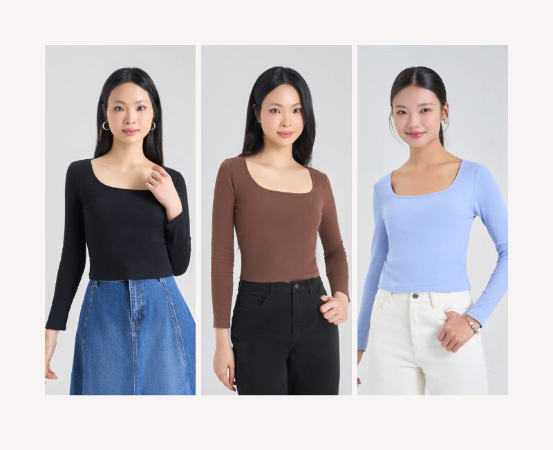 mẫu cổ áo nữ dáng vuông