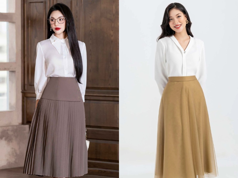 Sơ mi phối chân váy