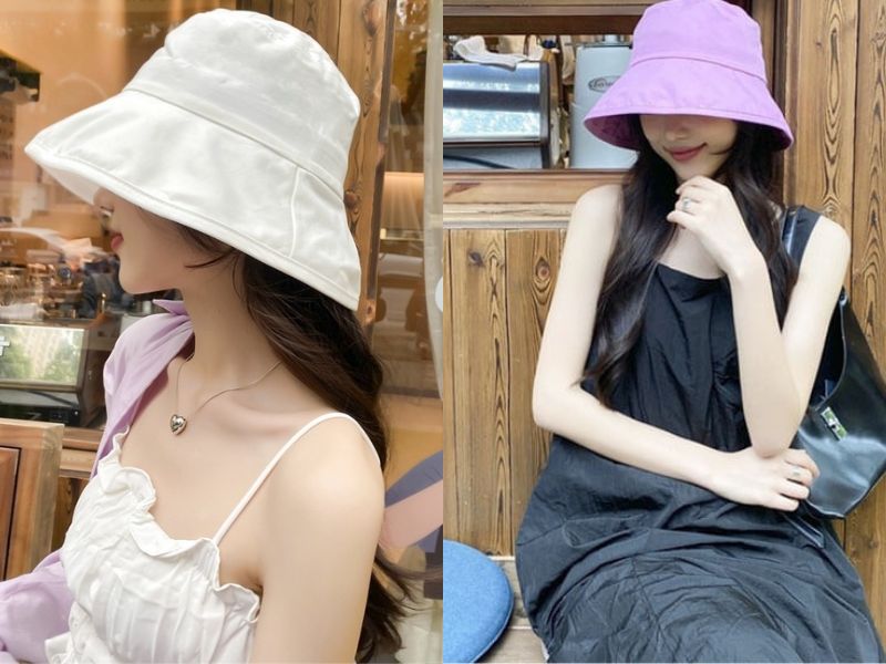phối đồ với mũ bucket nữ