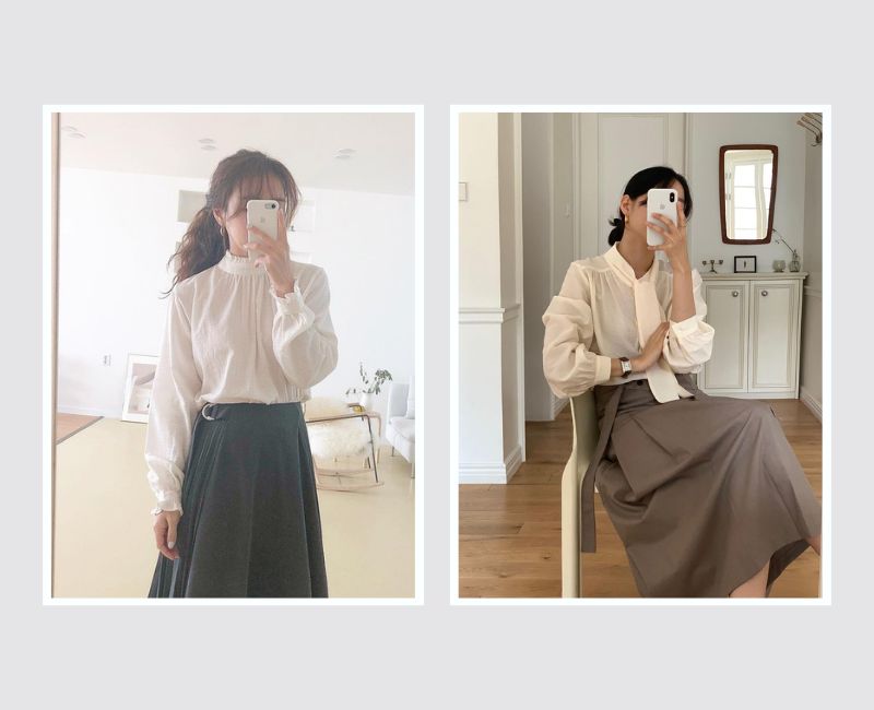 phối chân váy chữ a dài cho người mập