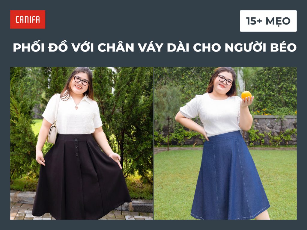 cách mix chân váy xếp ly dài cho người mập