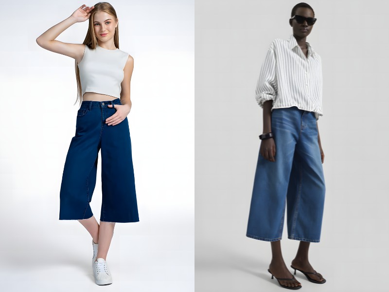 phối áo thun với quần culottes