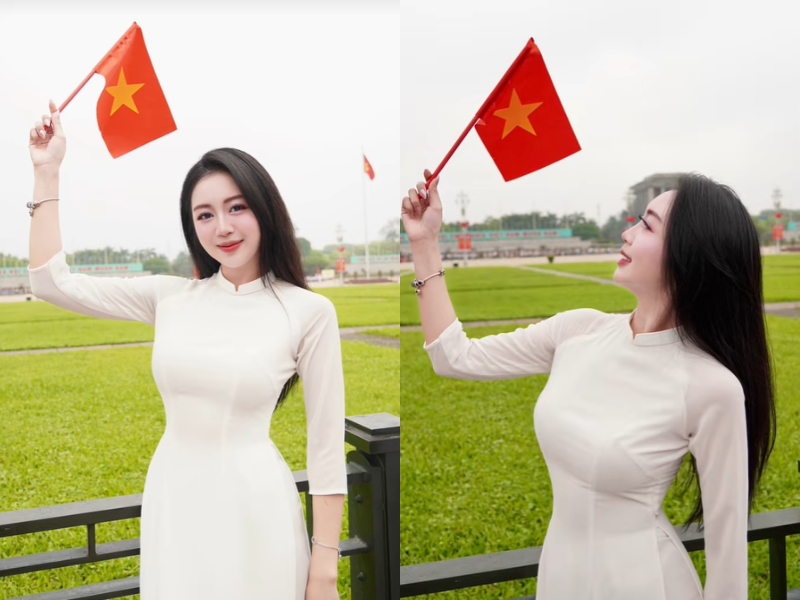 Chụp ảnh với cờ Tổ quốc Chụp ảnh với cờ Tổ quốc