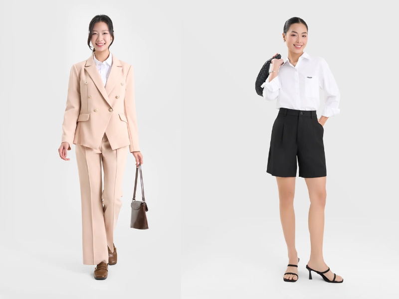 kiểu áo mặc bên trong áo vest nữ