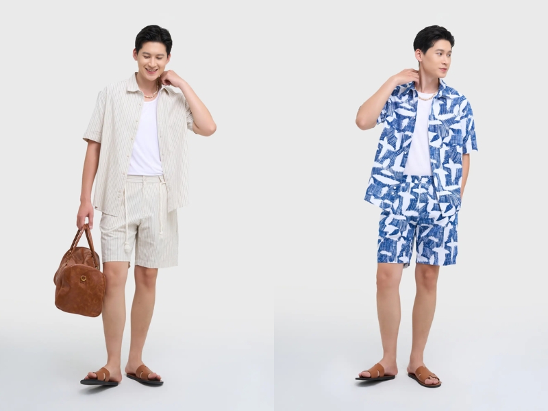 Sơ mi phối quần short linen
