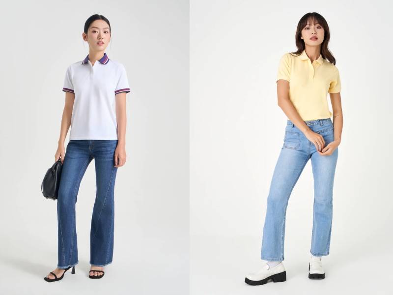 phối đồ với áo polo nữ form rộng phối đồ với áo polo nữ form rộng