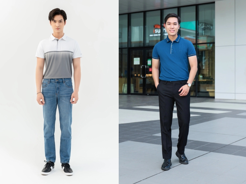 phối đồ với áo polo nam form rộng