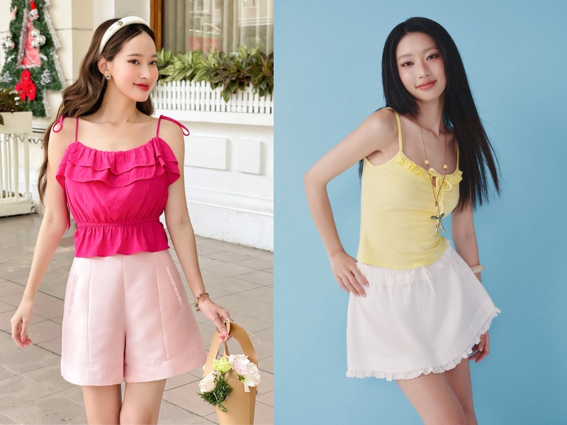 phối đồ với áo 2 dây phối đồ với áo 2 dây