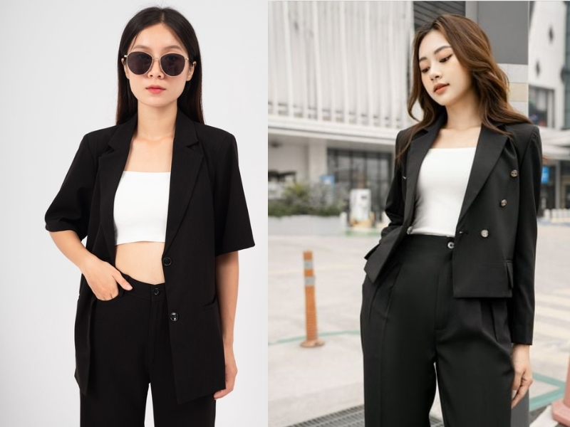 kiểu áo mặc bên trong áo vest nữ