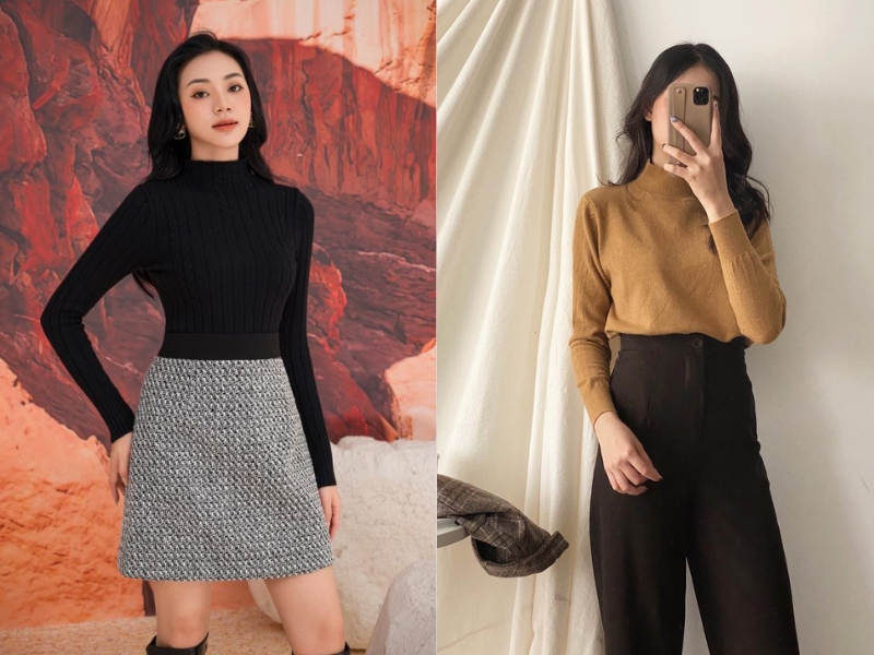kiểu áo mặc bên trong áo vest nữ