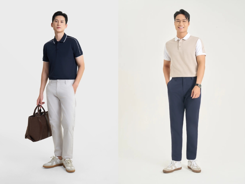 phối đồ với áo polo nam form rộng