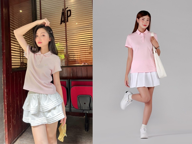 phối đồ với áo polo nữ form rộng phối đồ với áo polo nữ form rộng