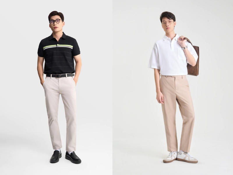phối đồ với áo polo nam form rộng